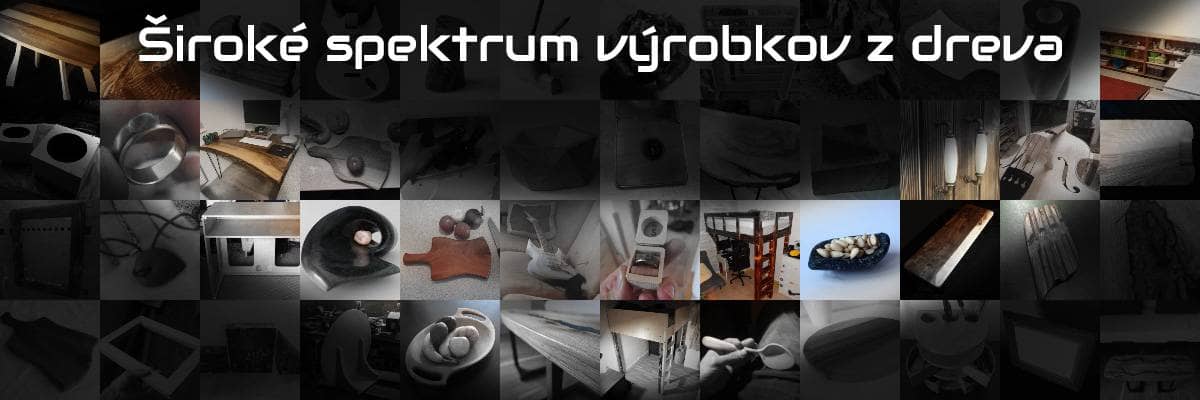 Mozaika širokého spektra produktov tvorená 48 fotkami výrobkov z dreva, ktoré boli realizované firmou WoodCubed